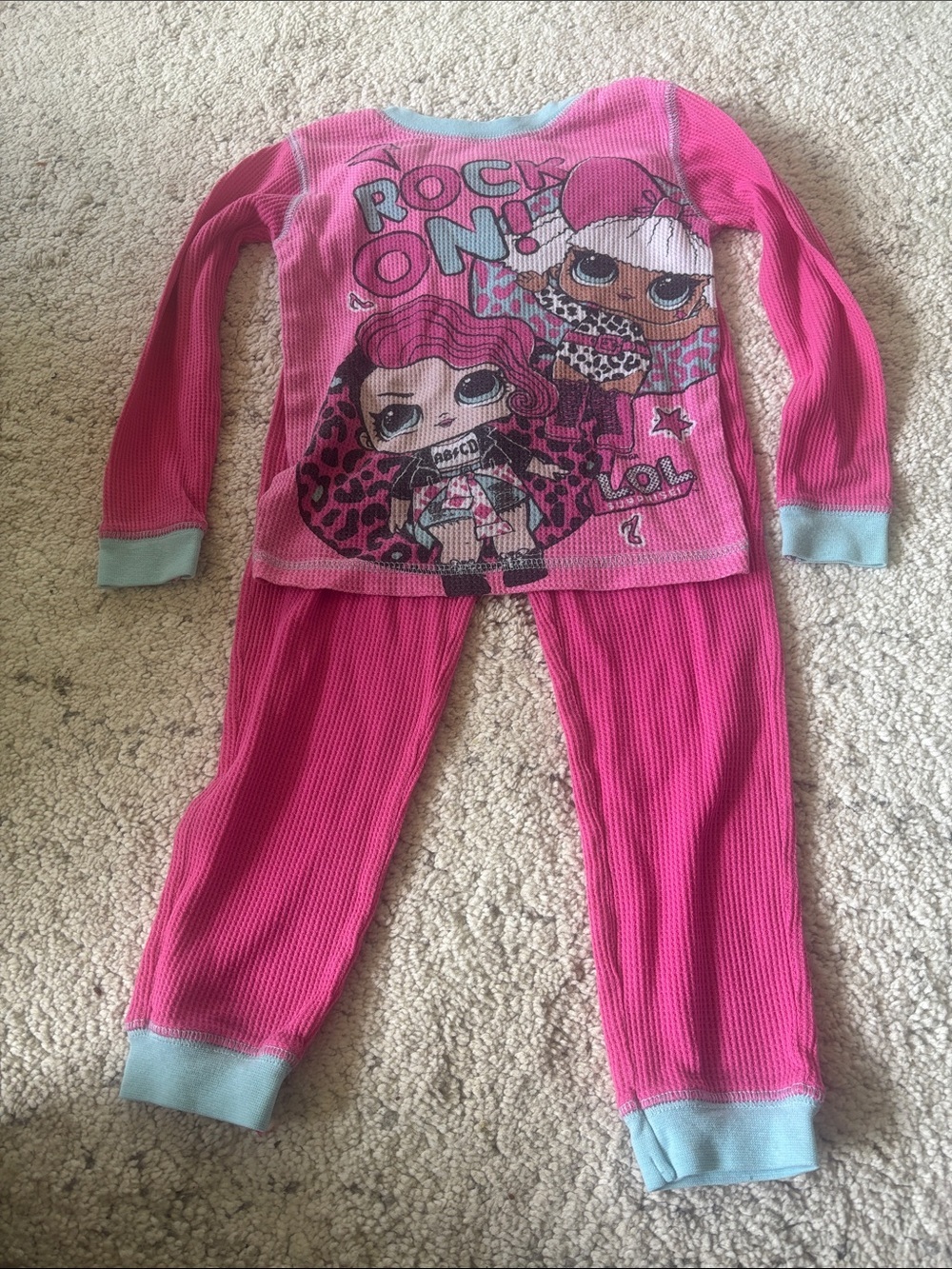 L.O.L. Rock On Bright Pink Pajama Set with Light Blue Accents